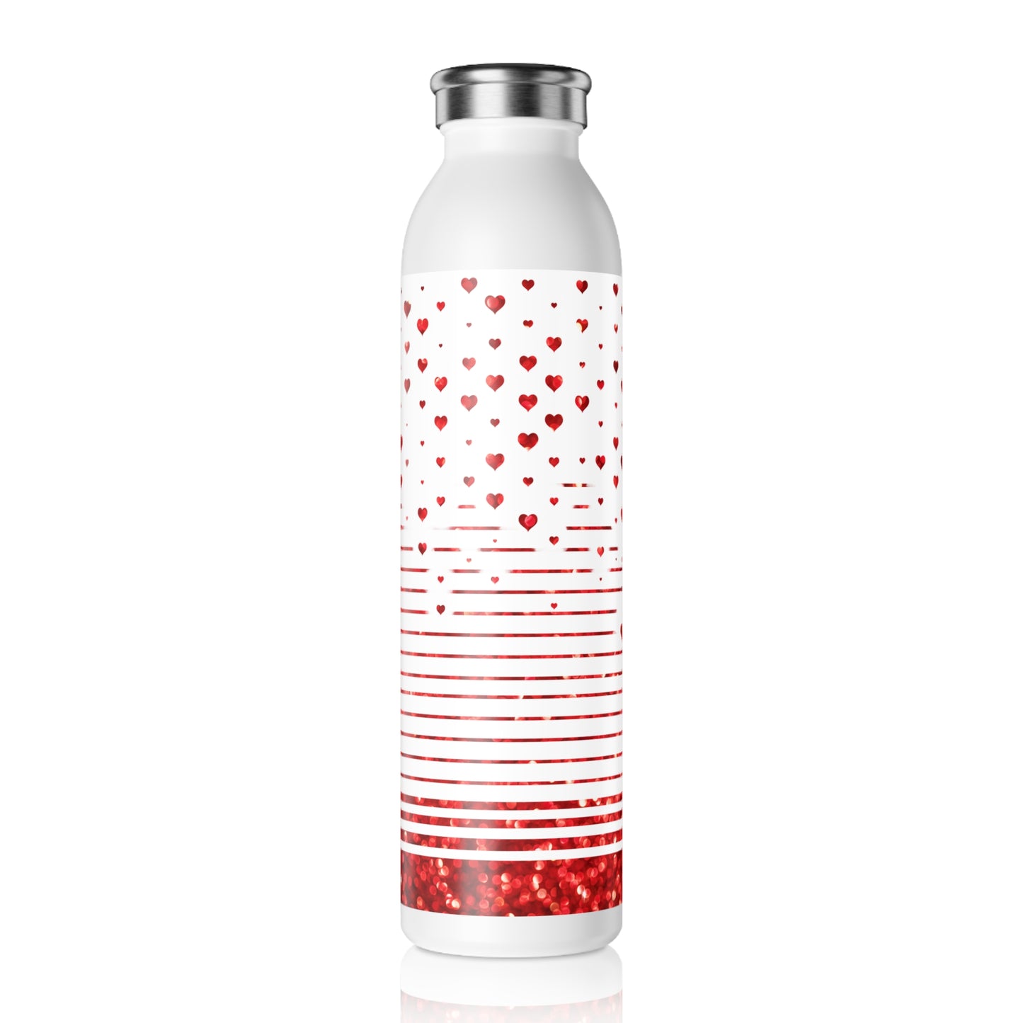 Edelstahl-Trinkflasche „Red Sparkle Hearts“ – Romantisch und Praktisch