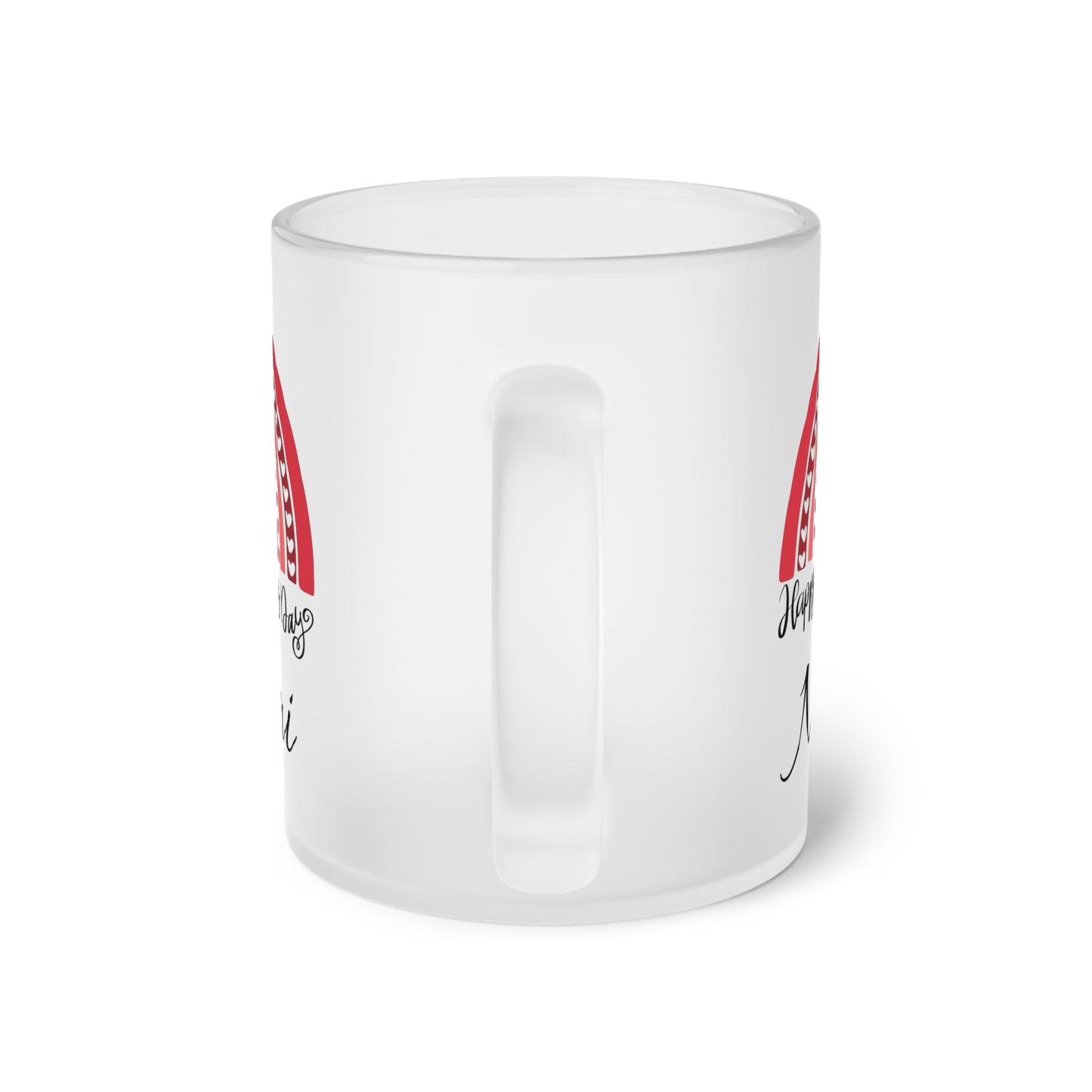 Personalisierbare Frostglas-Tasse – Happy Valentine's Day Design mit Herz & Name