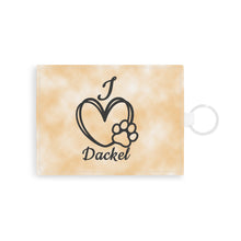 "I Love Dackel" Kartenhalter mit Aquarellhintergund – Praktisch und Tierfreundlich