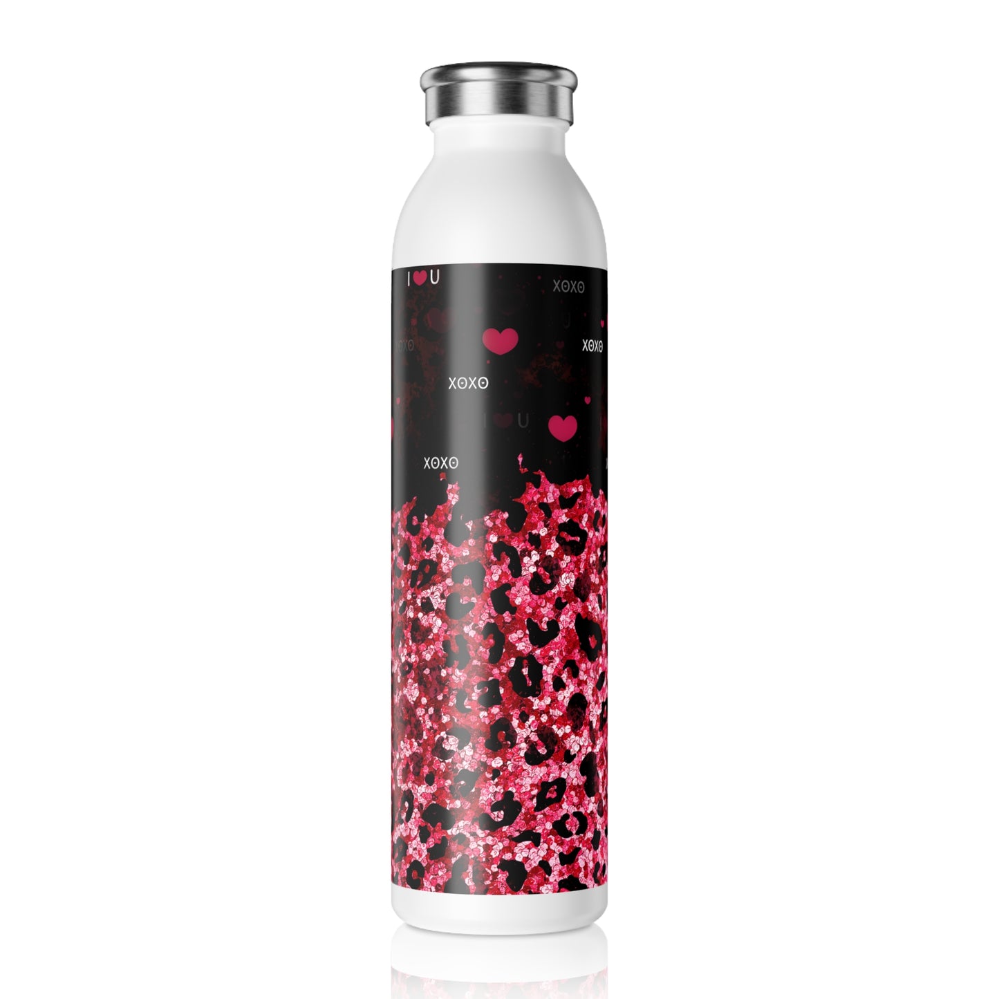 Elegante 600ml Edelstahl-Wasserflasche mit kreativen Glitzer- und Herz-Designs