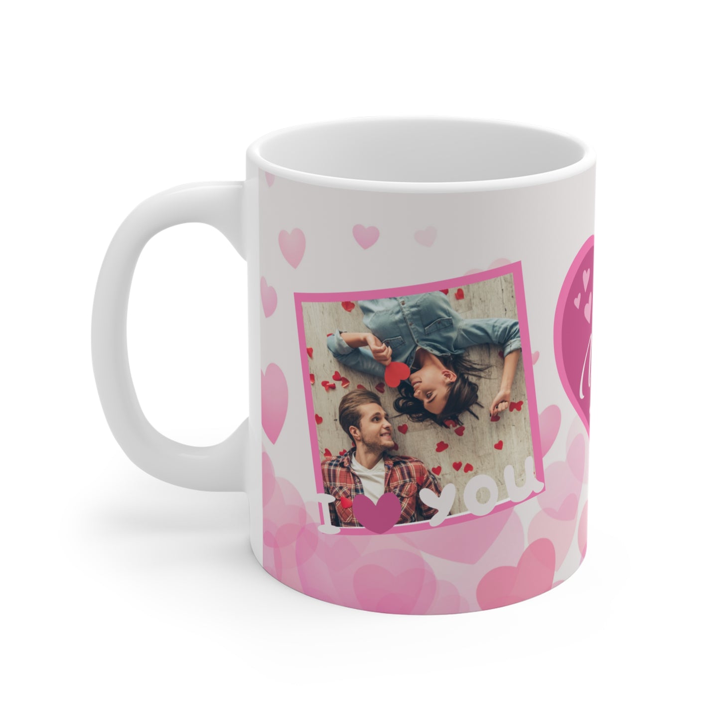 Personalisierbare Tasse – Fototasse mit 2 Bildern & Herz-Design – Perfekt für Valentinstag