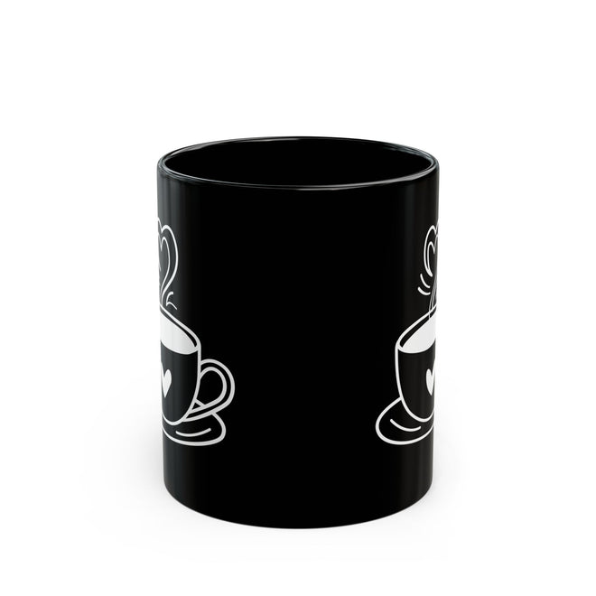 ☕ Schwarze Kaffeetasse mit Herz-Motiv – Minimalistisch und Stilvoll ☕