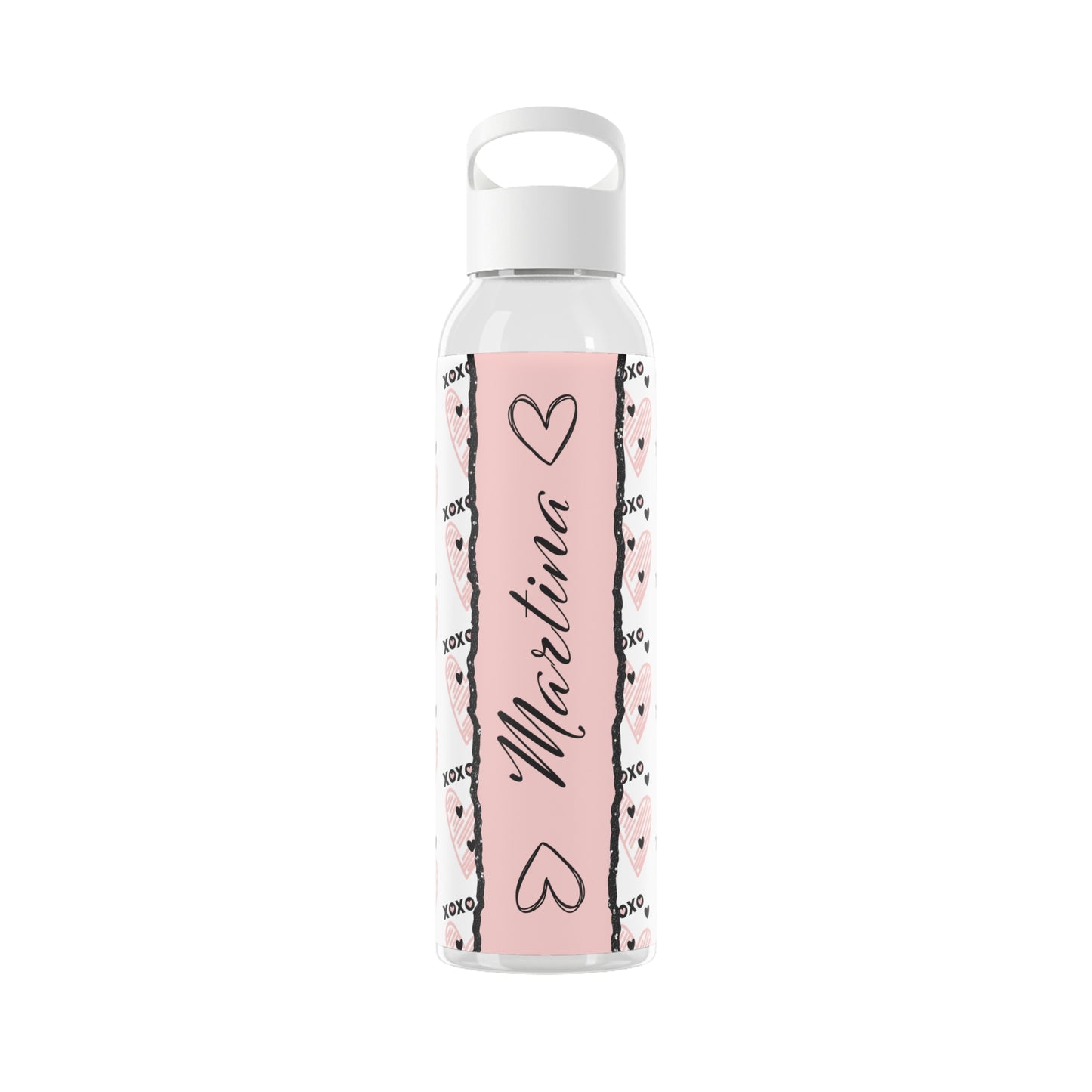 Personalisierbare Wasserflasche mit Herz-Design