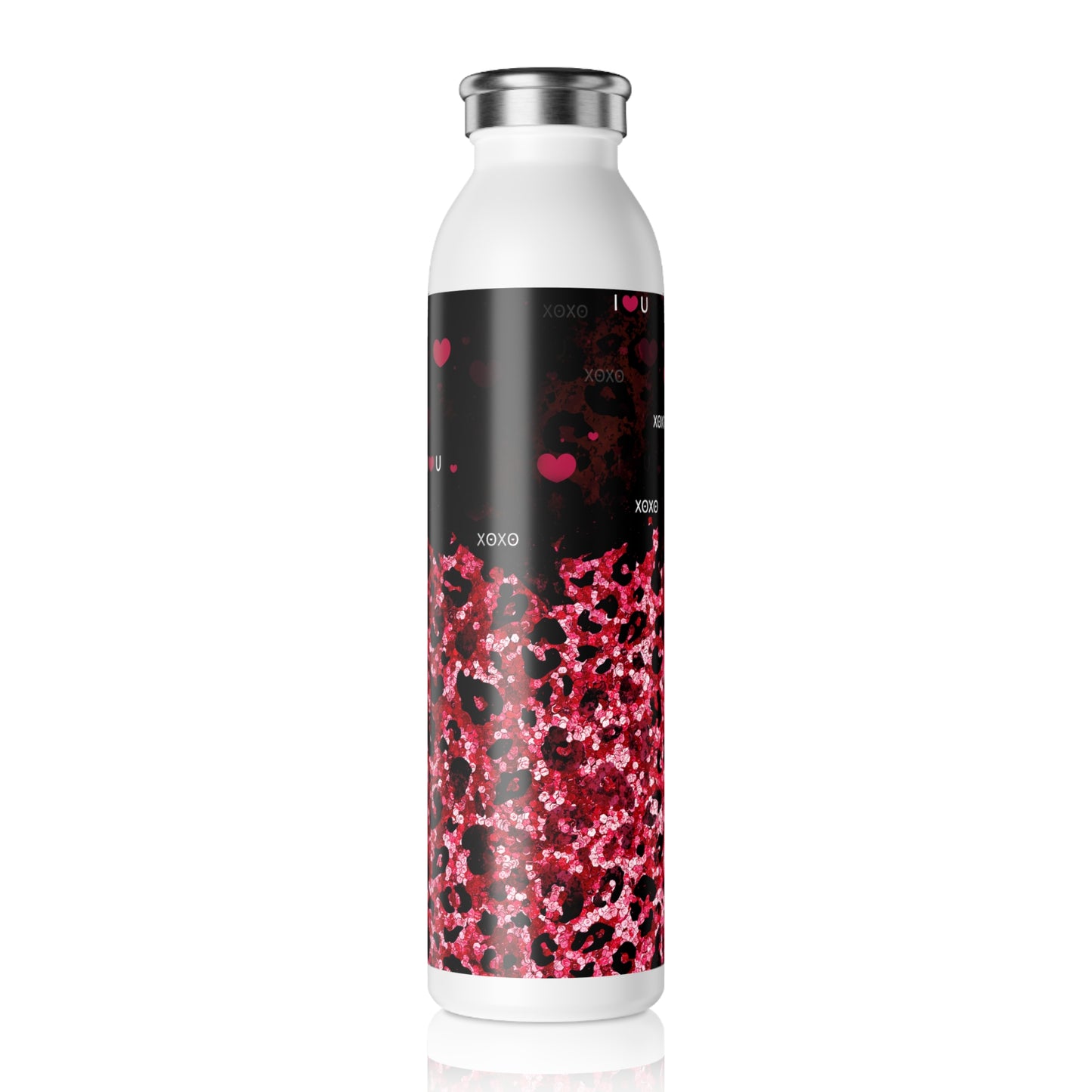 Elegante 600ml Edelstahl-Wasserflasche mit kreativen Glitzer- und Herz-Designs