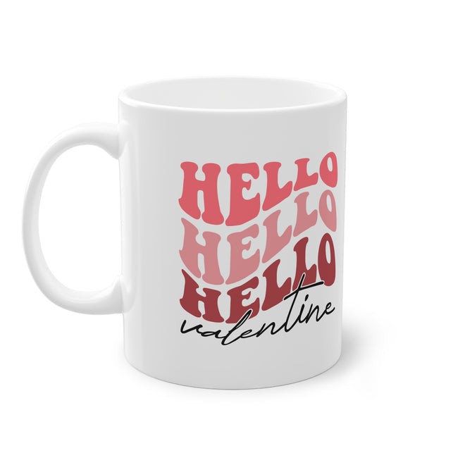 Hello Valentine Tasse – Romantisches Design in Rosa & Rot – Perfekt für Valentinstag-Geschenke