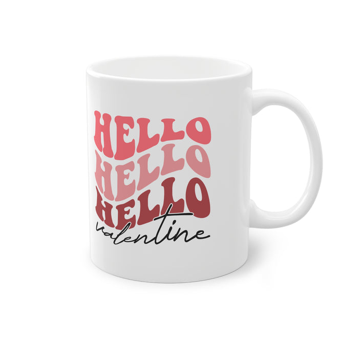 Hello Valentine Tasse – Romantisches Design in Rosa & Rot – Perfekt für Valentinstag-Geschenke