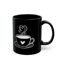 ☕ Schwarze Kaffeetasse mit Herz-Motiv – Minimalistisch und Stilvoll ☕