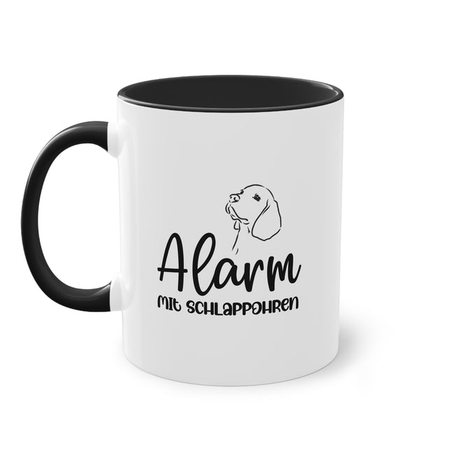 Alarm mit Schlappohren Keramiktasse weiß | Lustige Tasse für Hundefreunde