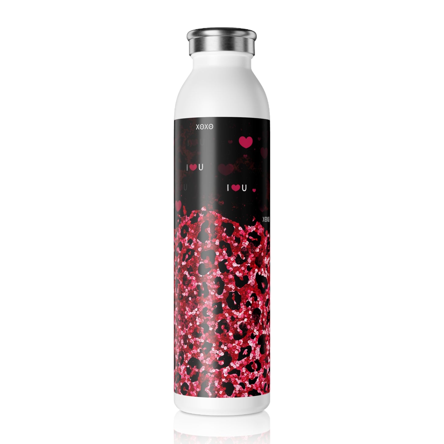 Elegante 600ml Edelstahl-Wasserflasche mit kreativen Glitzer- und Herz-Designs