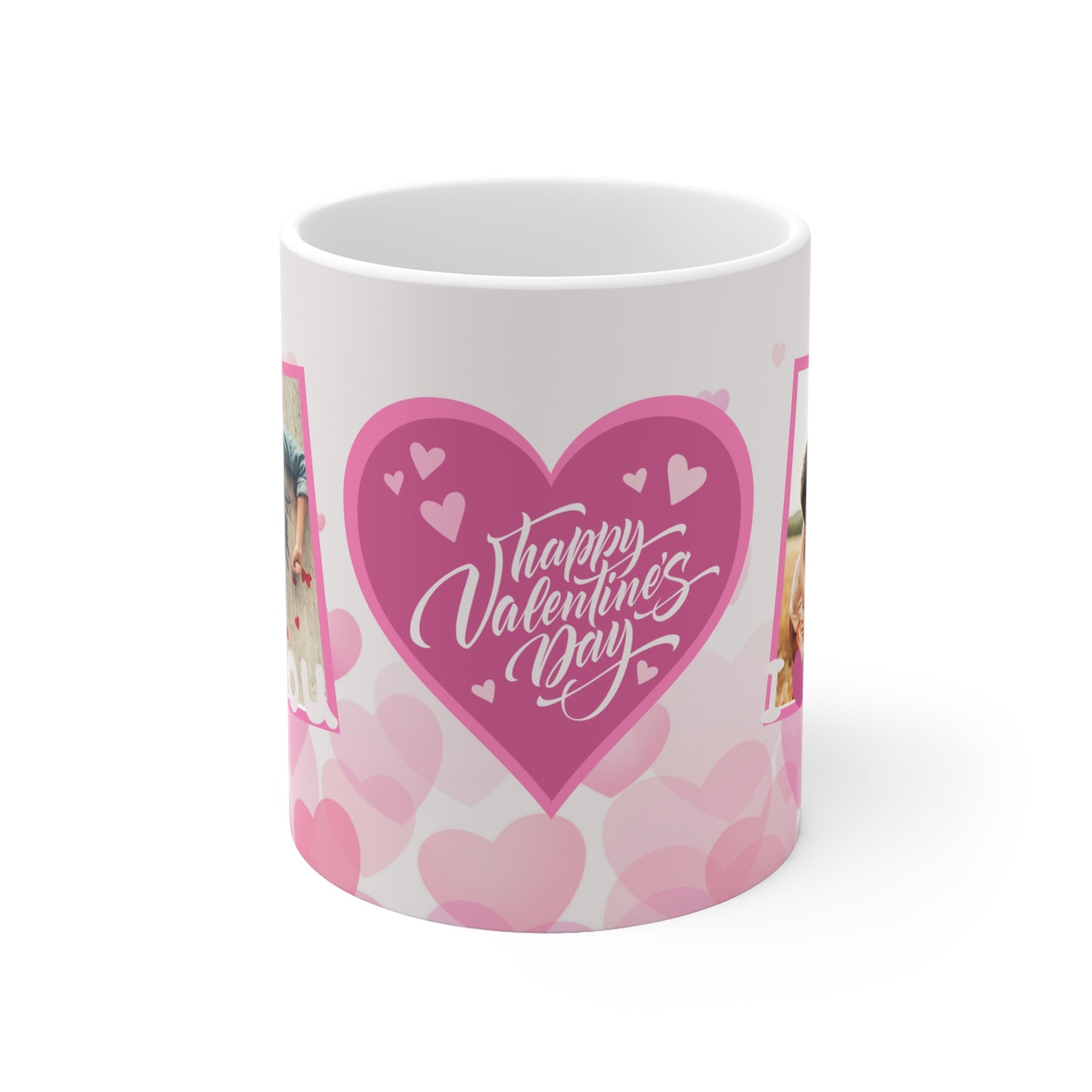 Personalisierbare Tasse – Fototasse mit 2 Bildern & Herz-Design – Perfekt für Valentinstag