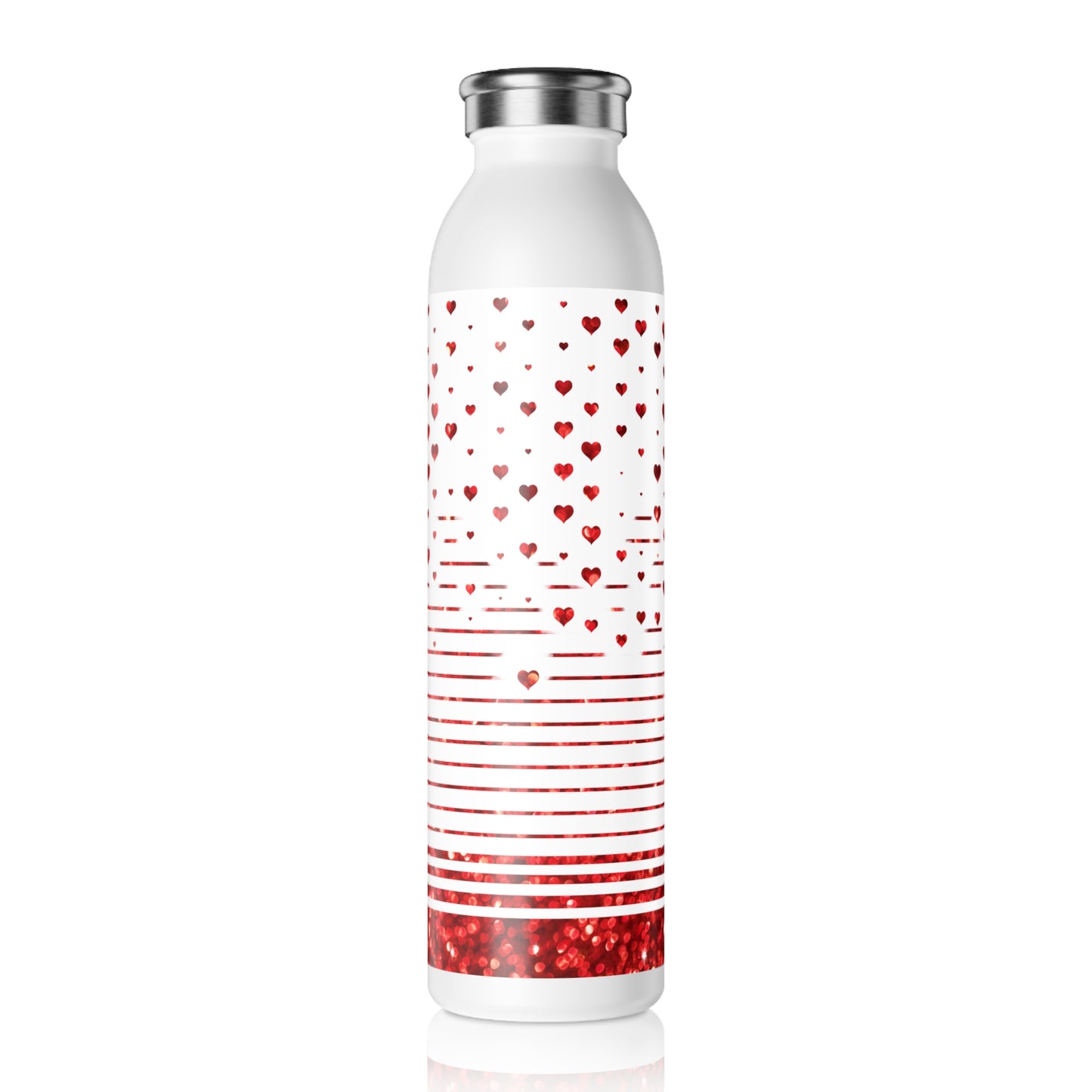 Edelstahl-Trinkflasche „Red Sparkle Hearts“ – Romantisch und Praktisch