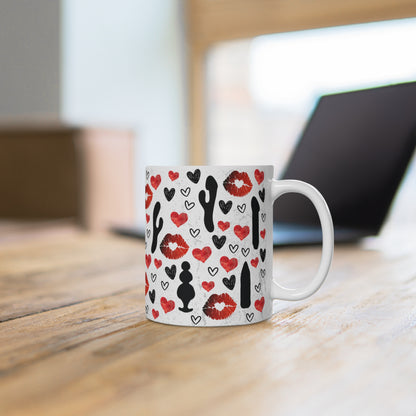 Erotische Tasse – Good Vibes Only – Kaffeetasse mit Herz-, Kuss- und Erotik-Design – Spaßiges Geschenk