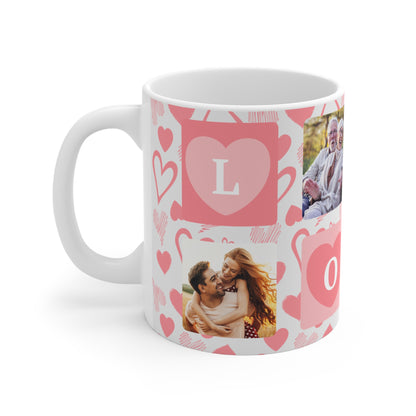 Personalisierbare Fototasse mit 4 Fotoplätzen – Das perfekte Geschenk für den Valentinstag!