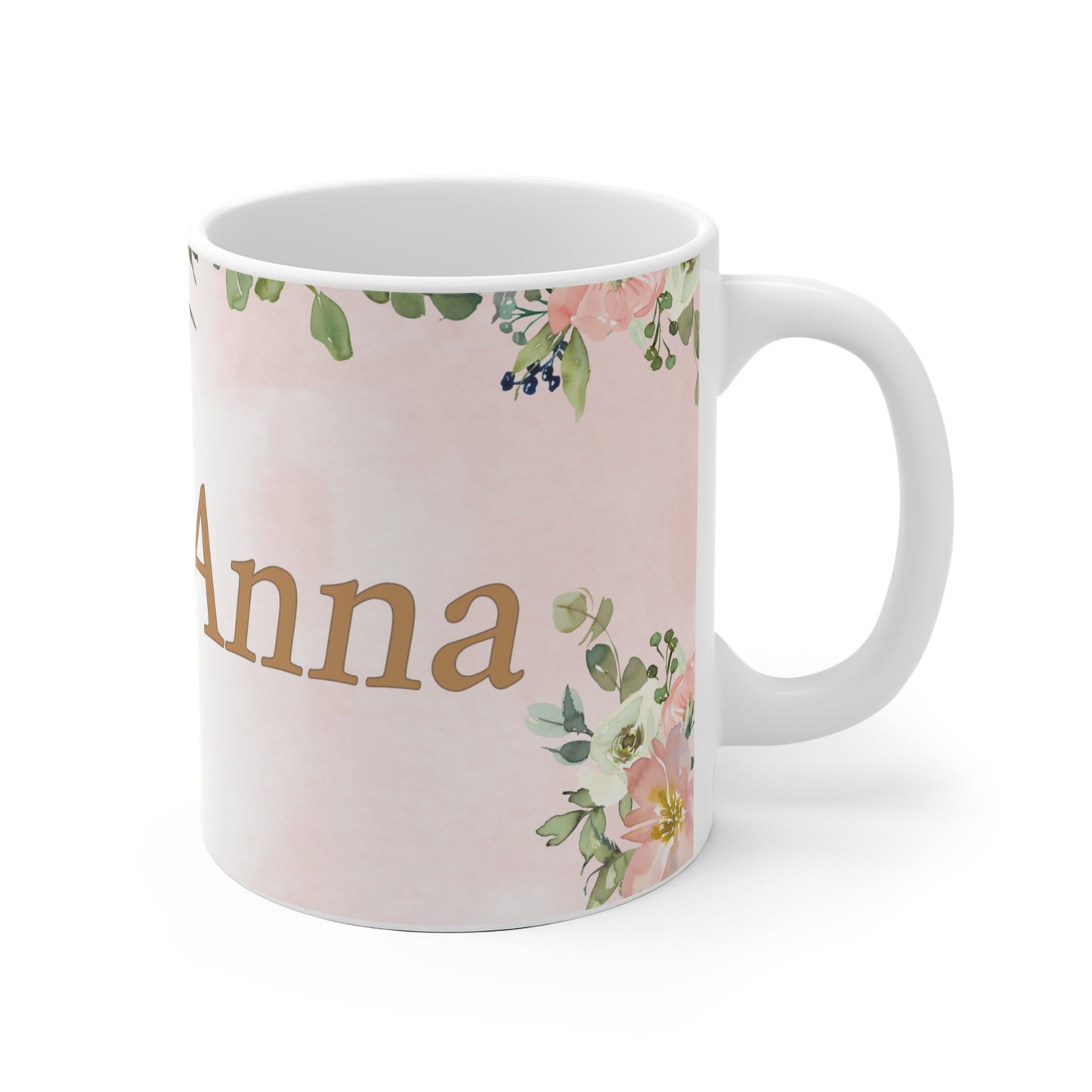 Rosen Monogramm-Tasse mit Ihrem Wunschnamen