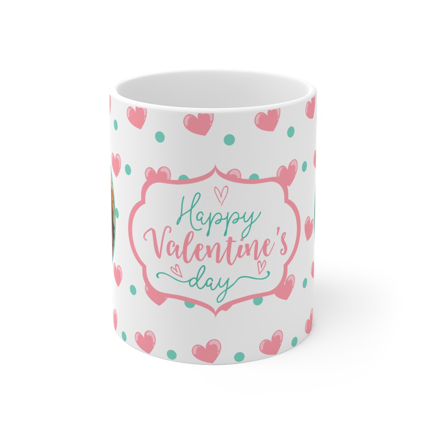 Personalisierbare Fototasse "Happy Valentine's Day" mit 2 Fotoplätzen – Ein romantisches Geschenk!