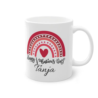 Personalisierbare Tasse – Happy Valentine's Day Design mit Herz & Name – Hochwertige Keramik