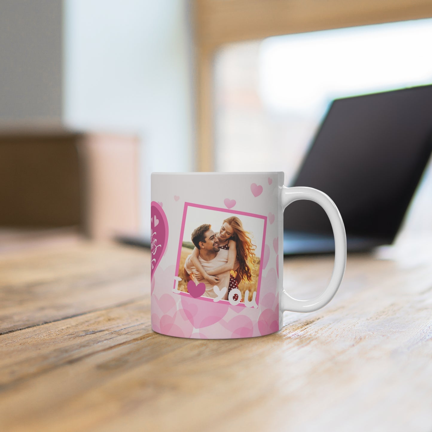 Personalisierbare Tasse – Fototasse mit 2 Bildern & Herz-Design – Perfekt für Valentinstag