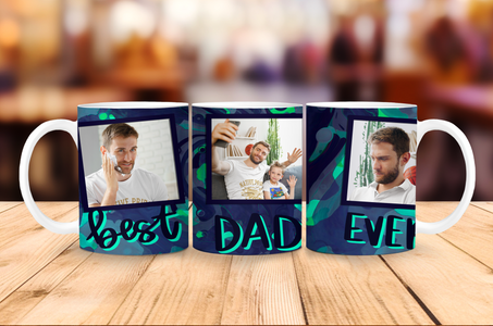 Best Dad Ever – Personalisierbare Fototasse mit 3 Wunschfotos