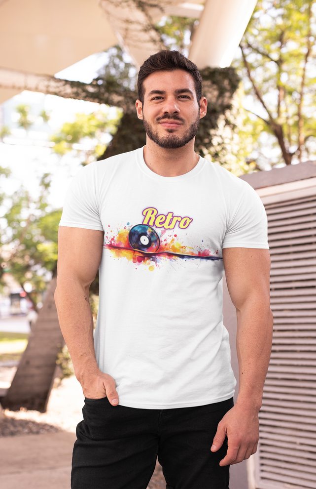 Retro T-Shirt mit Schallplatten-Design – Vintage Style, Unisex